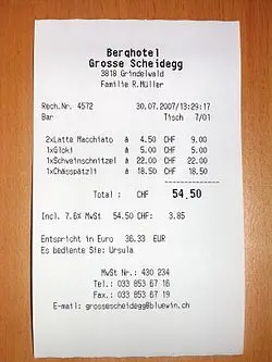 Receipt to be processed